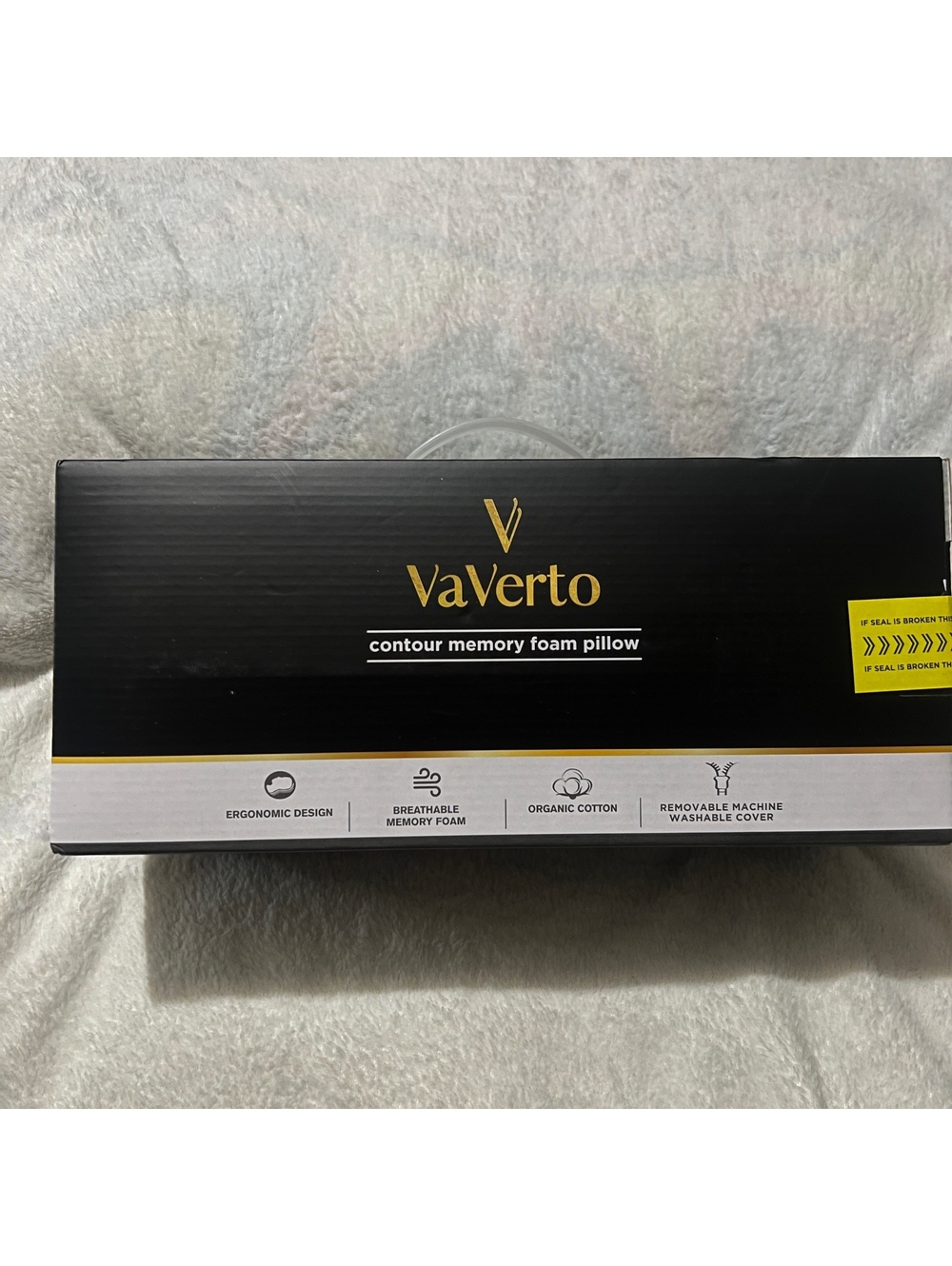 VaVerto Contour Memory Foam Pillow with Organic Cotton Cover NIB